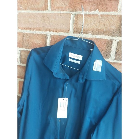 Calvin Klein Men's Dress Shirt Regular Fit Non Iro -Med $75 For Less Make Offers - Picture 2 of 10
